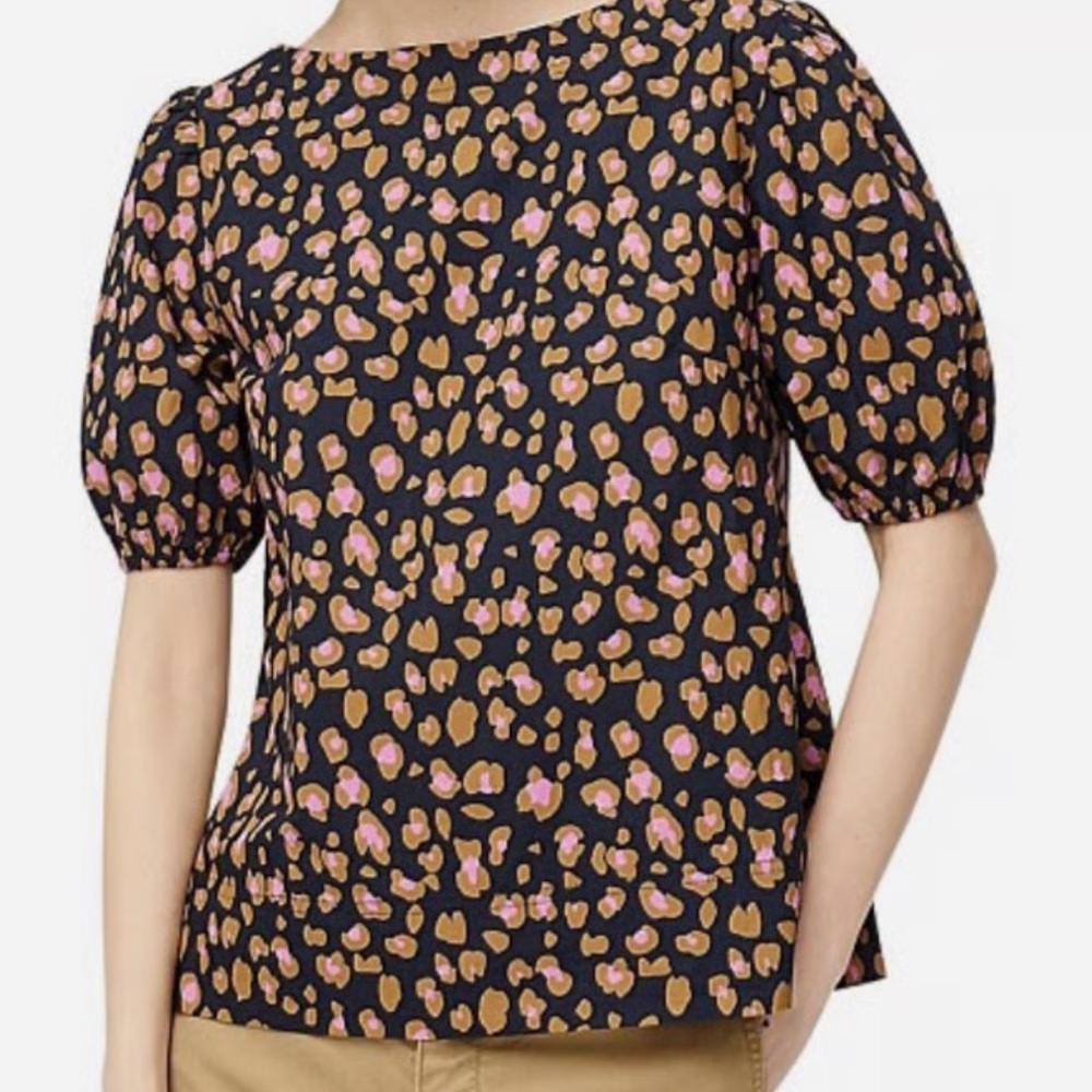 J. Crew Navy and Pink Abstract Print